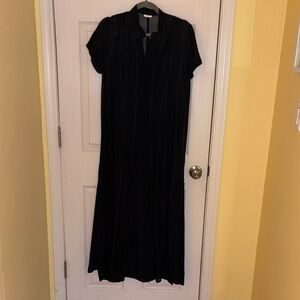 Elegant Black Maxi Dress for Women Slip underneath Asian inspired lace jacket